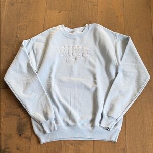 Vintage Nike Light Blue Center Swoosh Embroidered Crewneck Sweatshirt